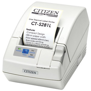 Citizen CT-S281L Thermal Label Printer - RS-232 - White - Cutter
